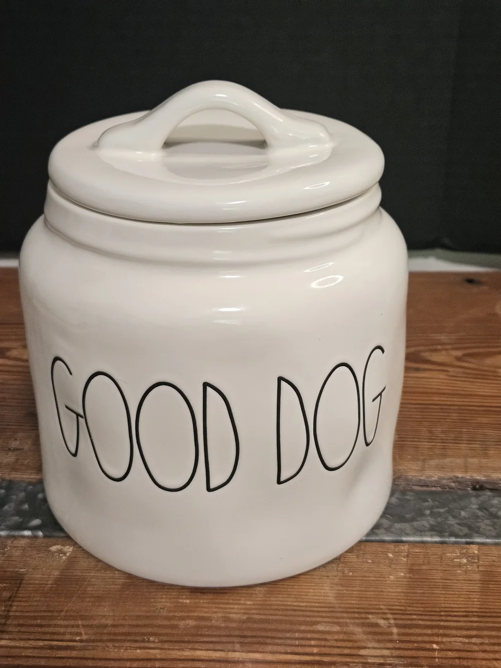 Rae Dunn Good Dog Ceramic Treat Jar - White